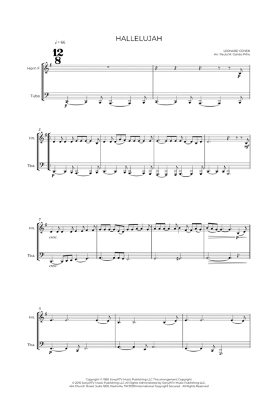 Hallelujah Hallelujah Brass Duet scores gallery preview page 2