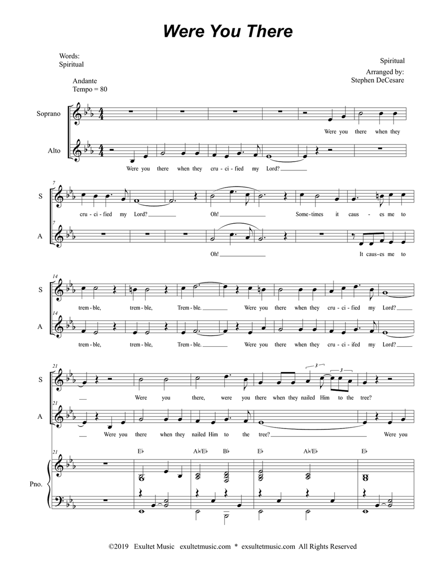 Were You There (for 2-part choir - (SA) SA scores gallery preview page 1