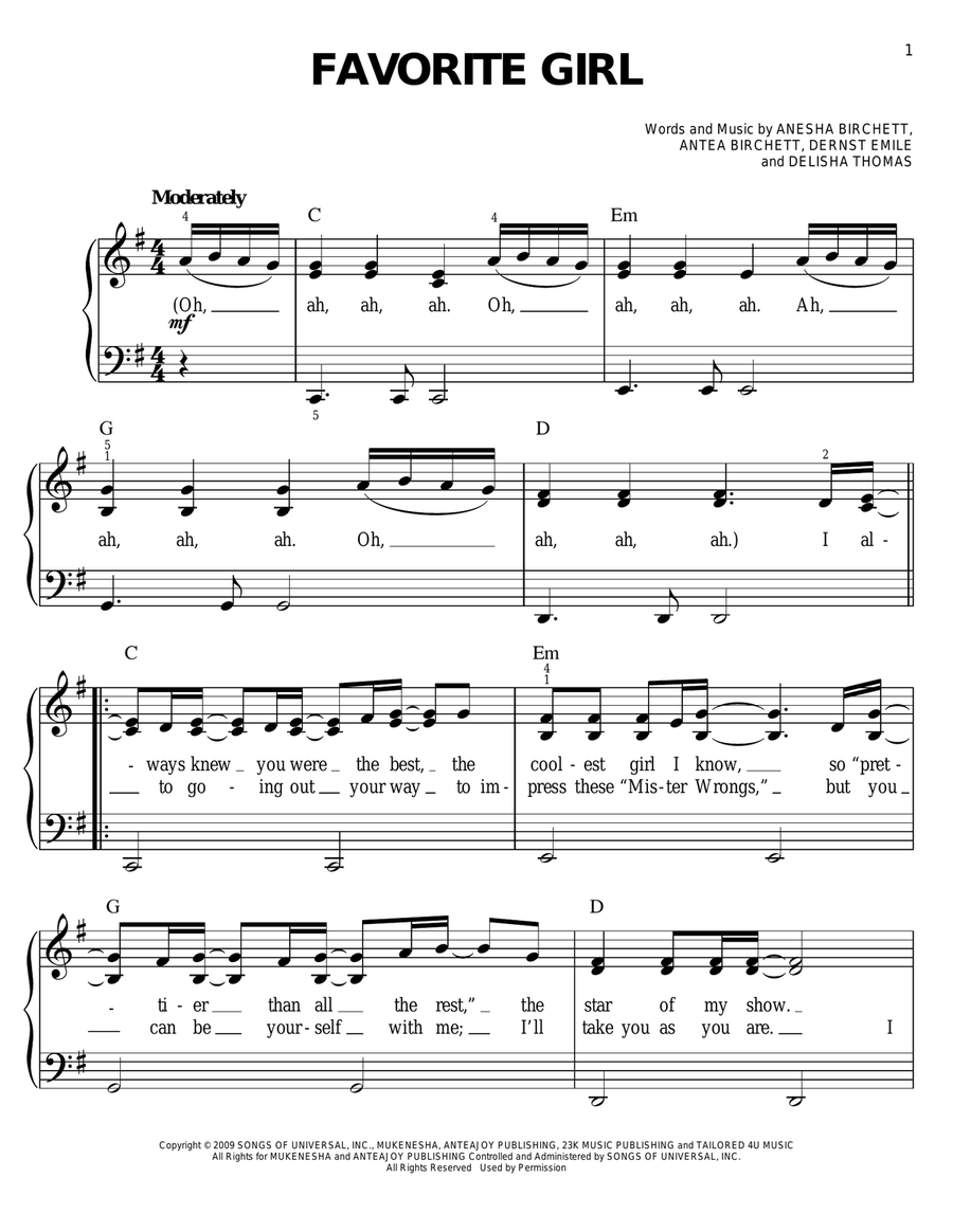 Favorite Girl Voice scores gallery preview page 1