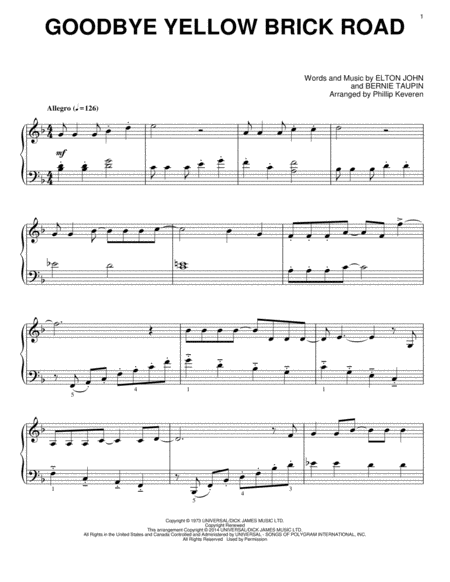 Goodbye Yellow Brick Road [Classical version] (arr. Phillip Keveren)