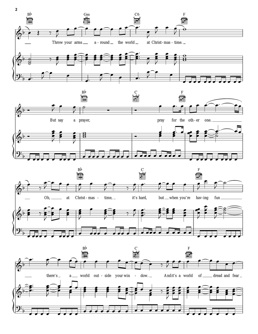 Do They Know It's Christmas? (Feed The World) Piano, Vocal, Guitar scores gallery preview page 2