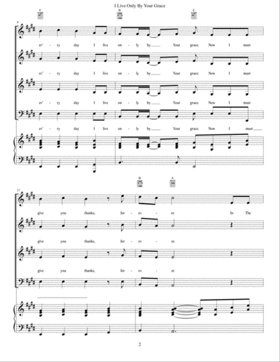 I Live Only By Your Grace 4-Part scores gallery preview page 2