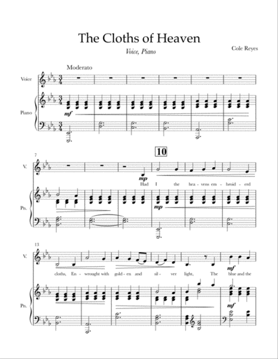 The Cloths of Heaven Voice scores gallery preview page 1