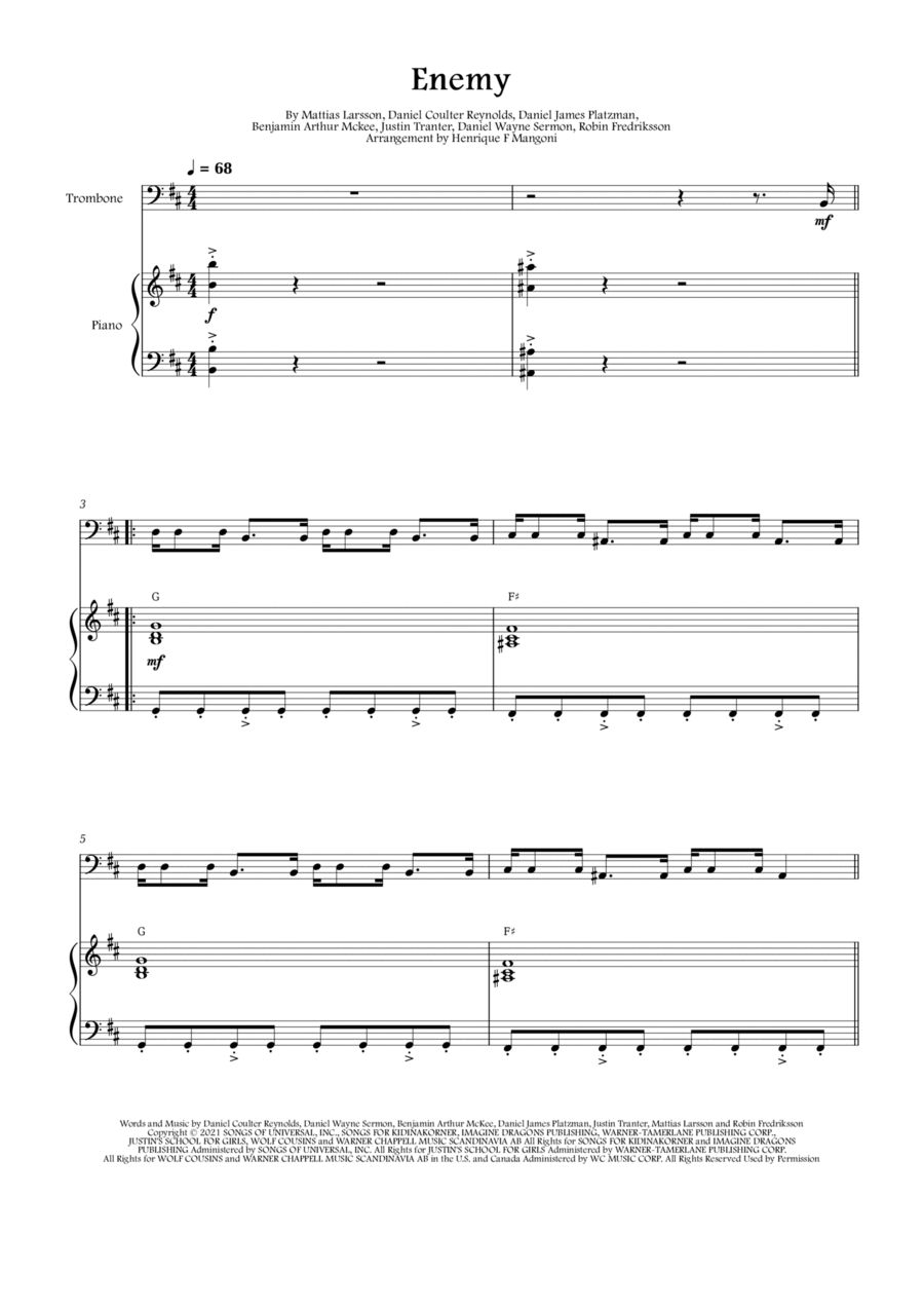 Enemy Piano scores gallery preview page 1
