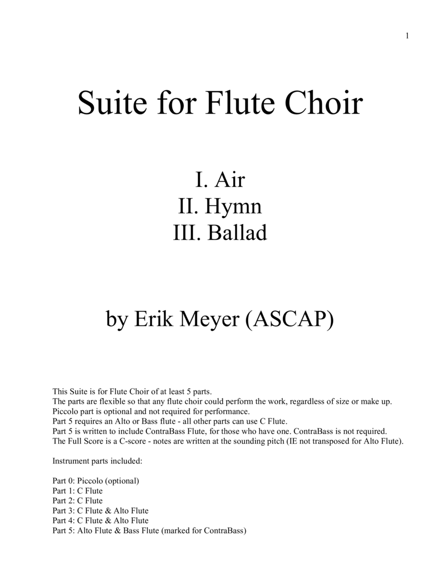 Suite for Flute Choir Flute Choir scores gallery preview page 1