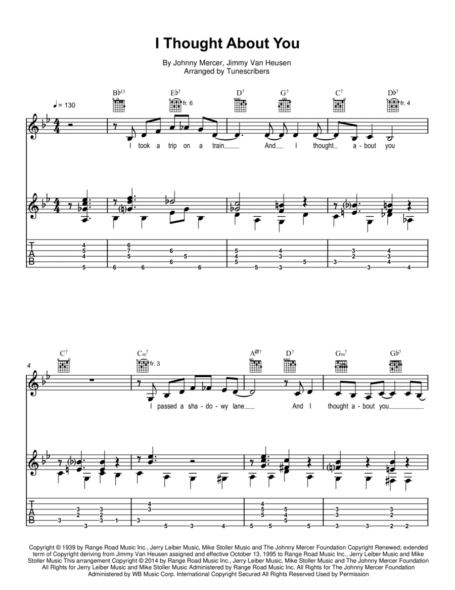 I Thought About You Electric Guitar scores gallery preview page 1