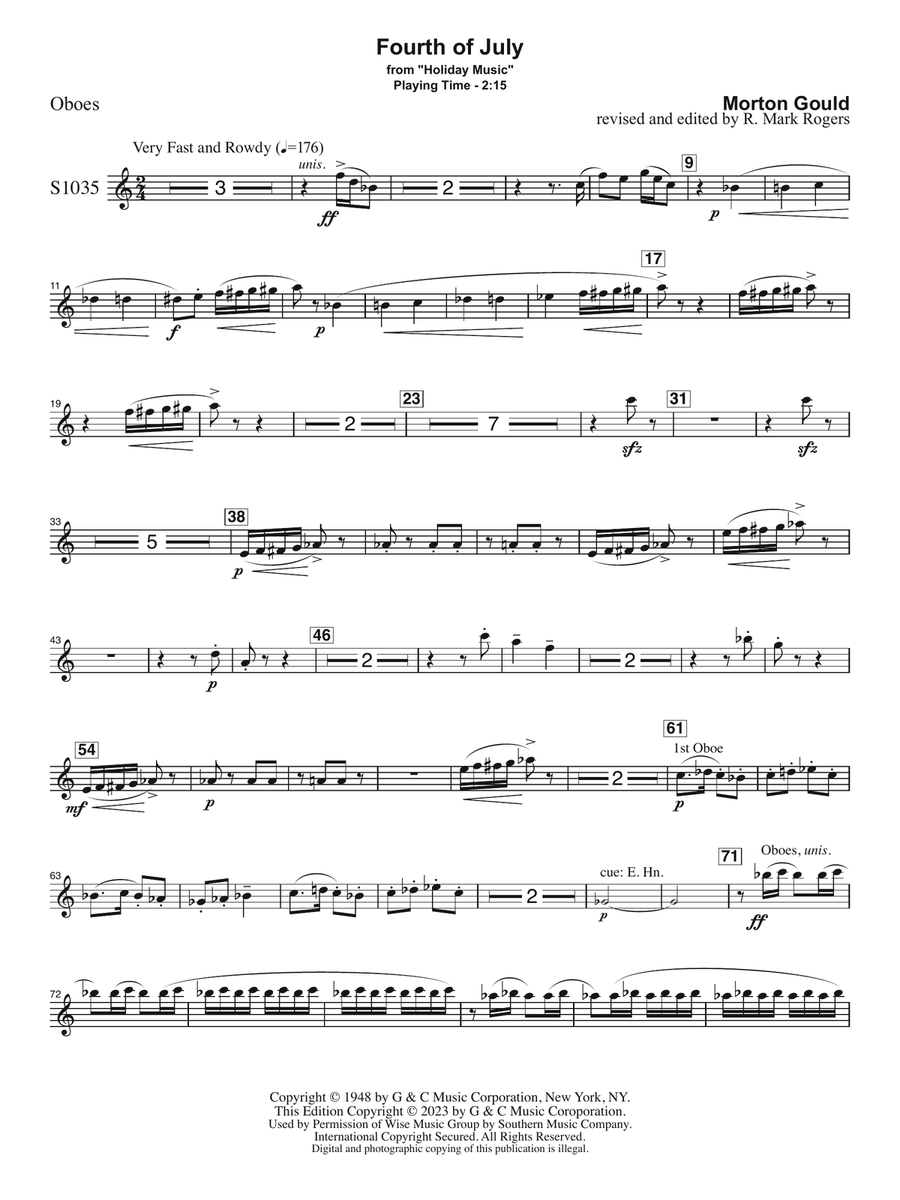 Fourth of July (arr. R. Mark Rogers) - Oboe Concert Band scores gallery preview page 1