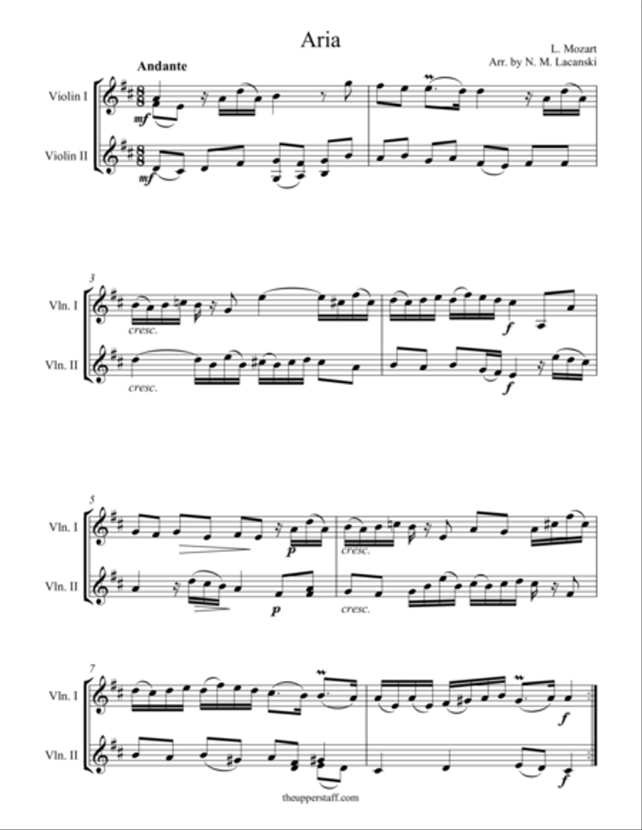 Aria Aria Violin Solo scores gallery preview page 1