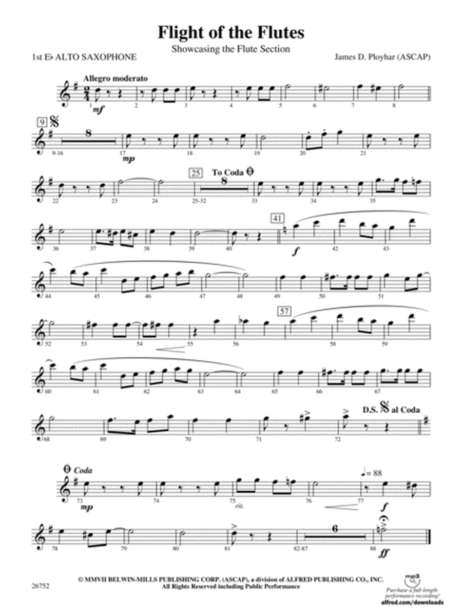 Flight of the Flutes (Showcasing the Flute Section): E-flat Alto Saxophone