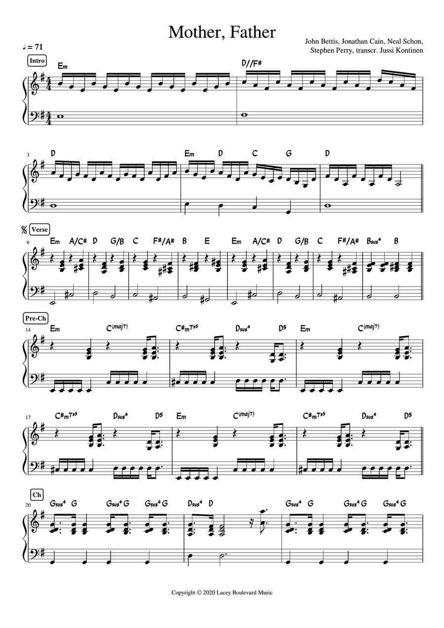 Mother Father Piano Solo scores gallery preview page 1