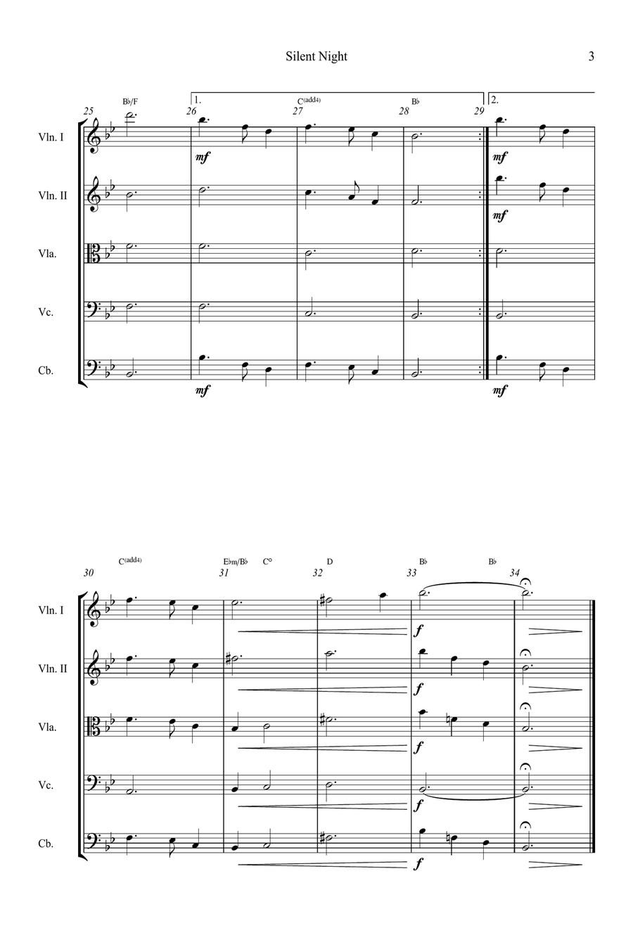 Silent Night String Quintet scores gallery preview page 3