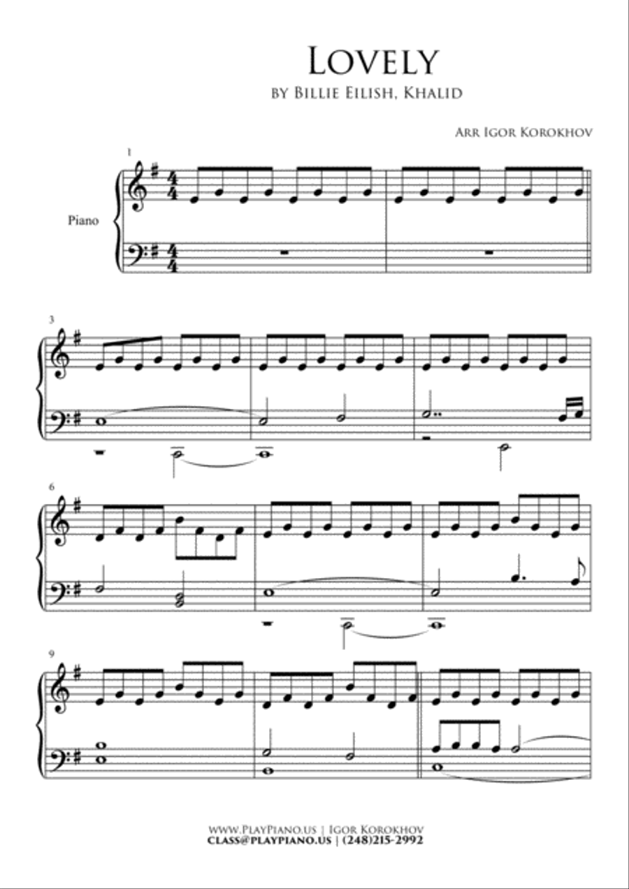 Lovely Piano Solo scores gallery preview page 1