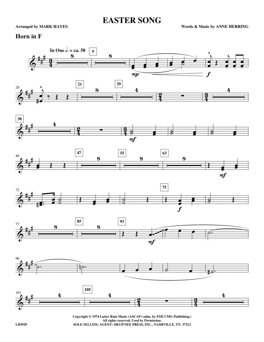 Easter Song - Horn in F Choir scores gallery preview page 1