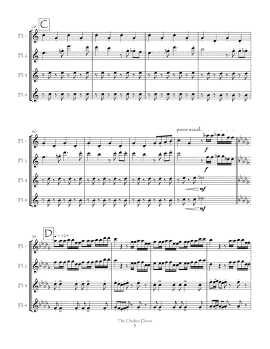 The Chicken Dance Flute Quartet scores gallery preview page 6