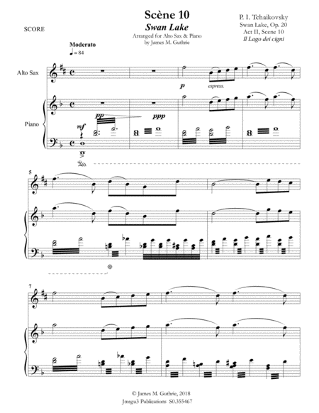 Tchaikovsky: Scene 10 from Swan Lake for Alto Sax & Piano image number null