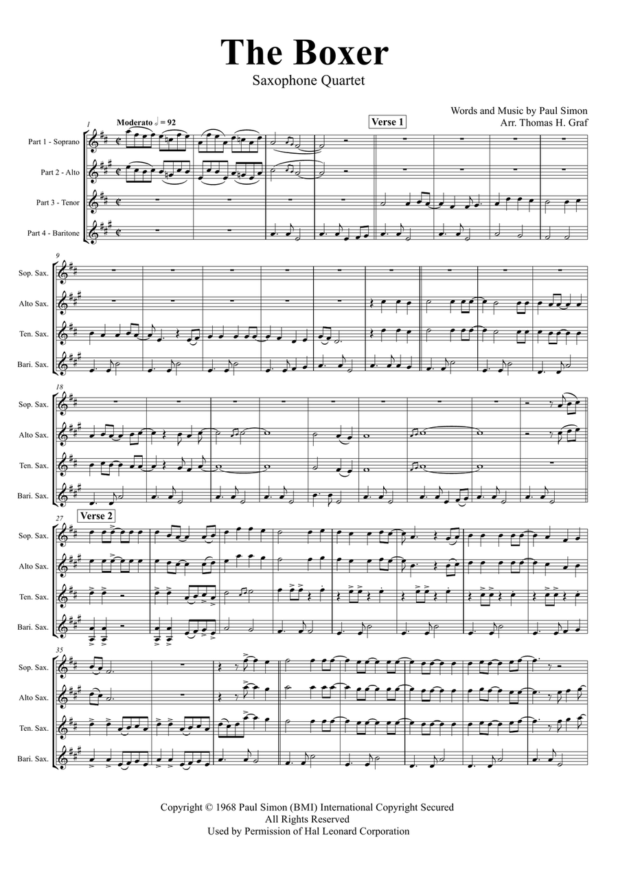 The Boxer Saxophone Quartet scores gallery preview page 1