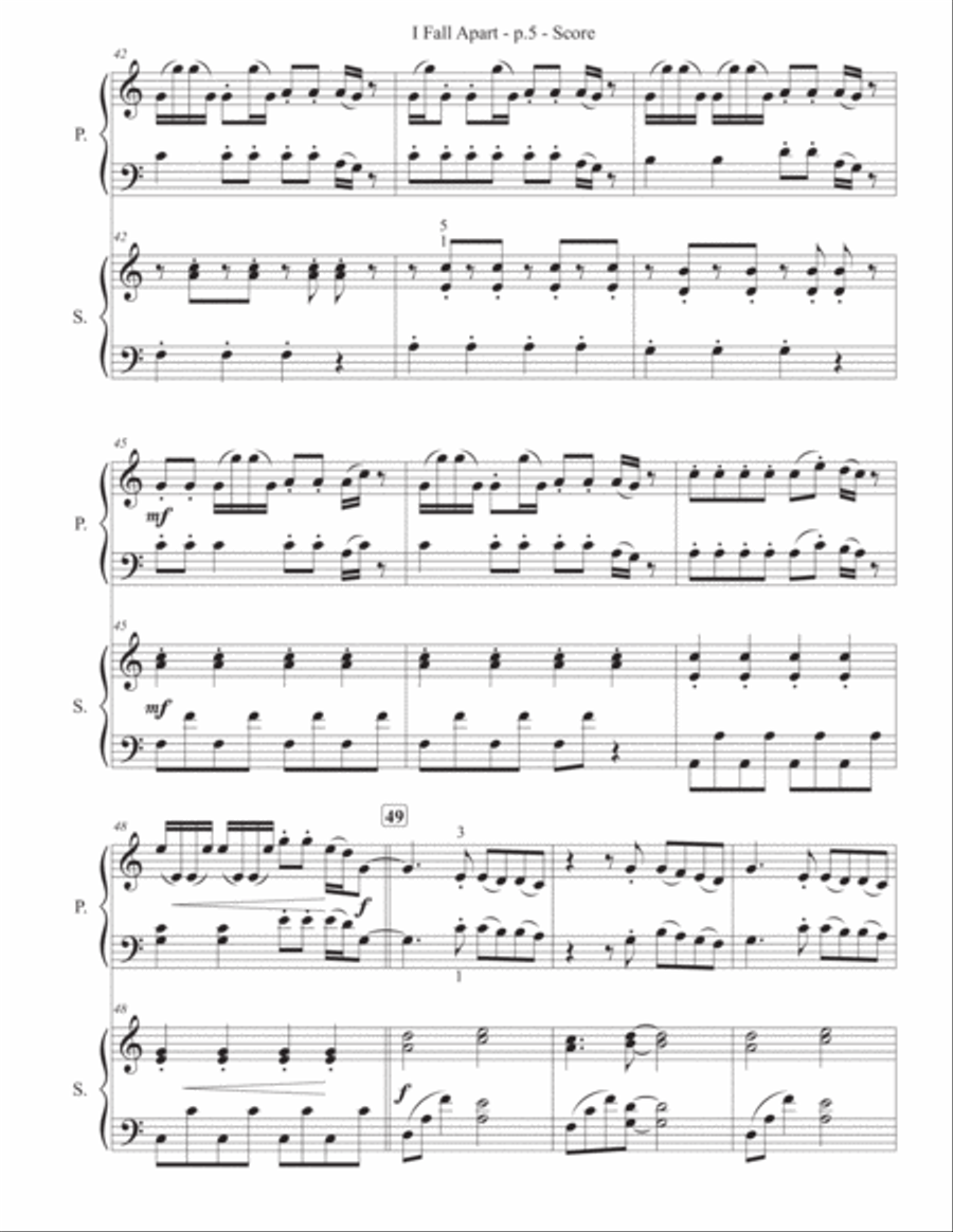 I Fall Apart Piano scores gallery preview page 6