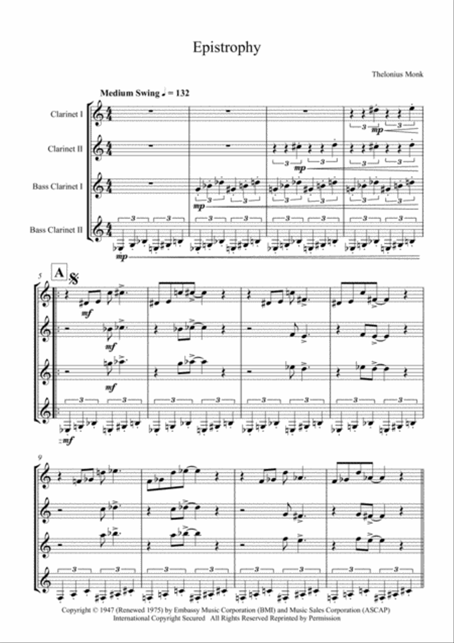 Epistrophy Epistrophy Woodwind Quartet scores gallery preview page 2