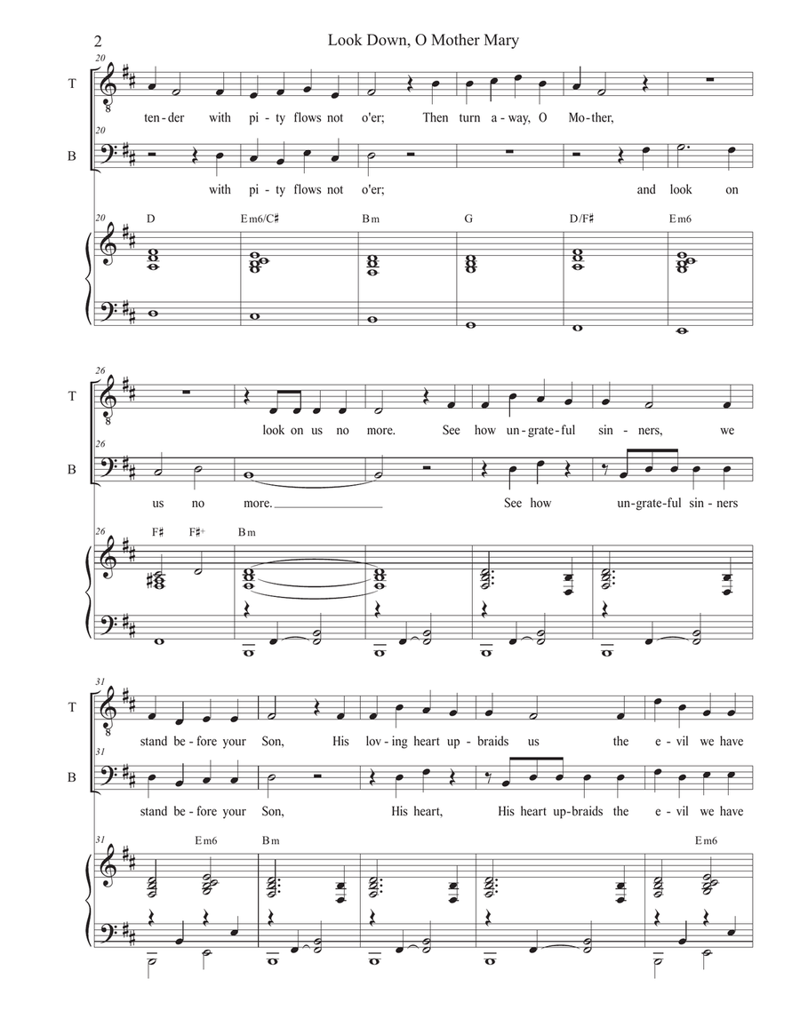 Look Down, O Mother Mary (Duet for Tenor and Bass solo) Tenor Voice scores gallery preview page 2