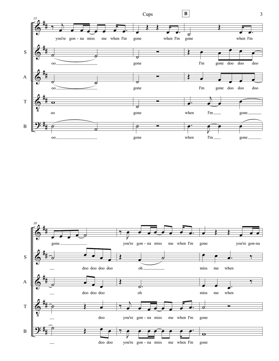 Cups (When I'm Gone) 4-Part scores gallery preview page 3
