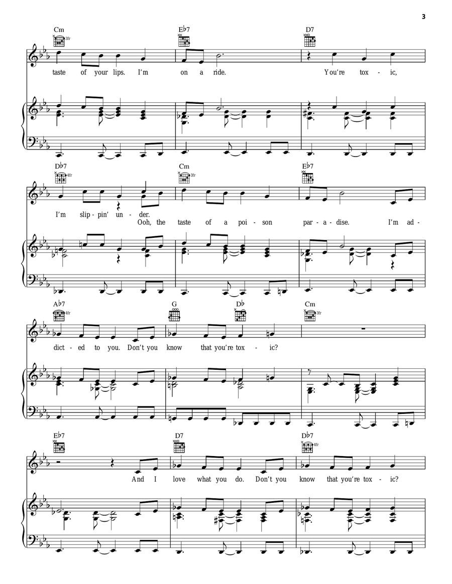 Toxic Piano, Vocal, Guitar scores gallery preview page 3