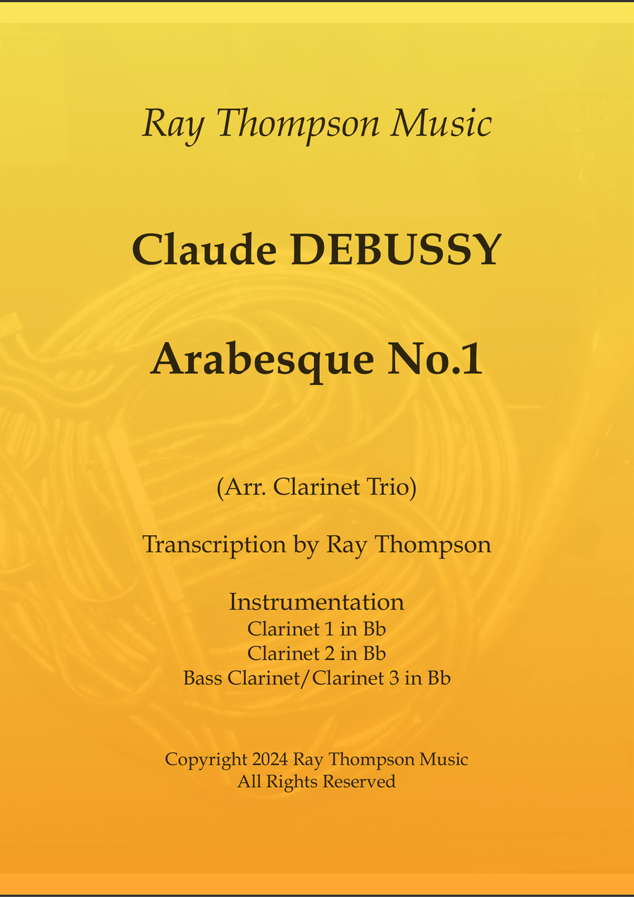 Debussy: Arabesque No.1 - clarinet trio Clarinet Trio scores gallery preview page 1
