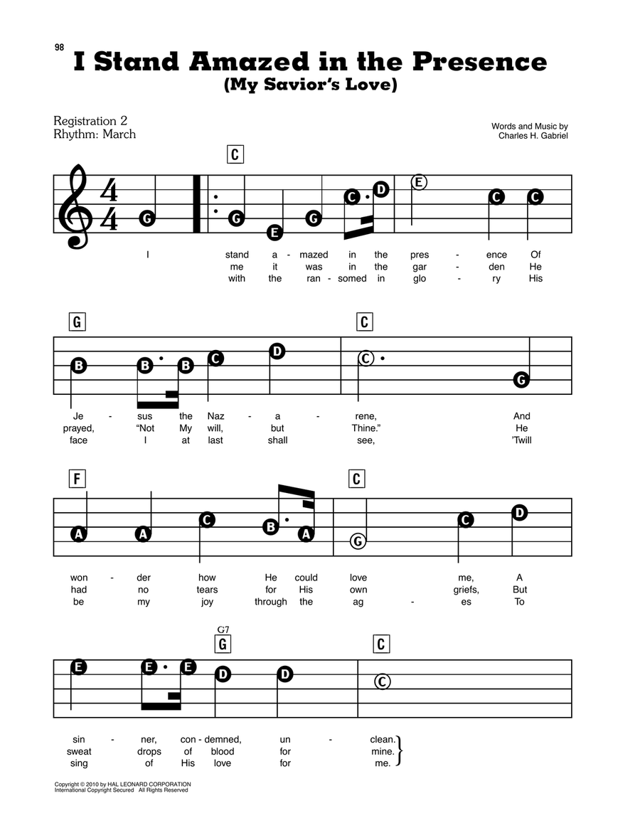 I Stand Amazed In The Presence (My Savior's Love) Electronic Keyboard scores gallery preview page 1