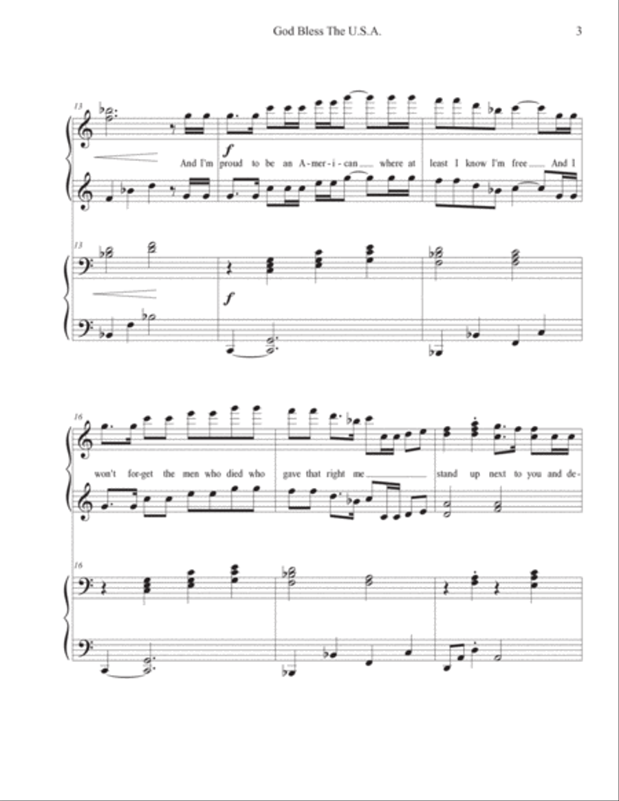 God Bless The U.s.a. 1 Piano, 4-Hands scores gallery preview page 4