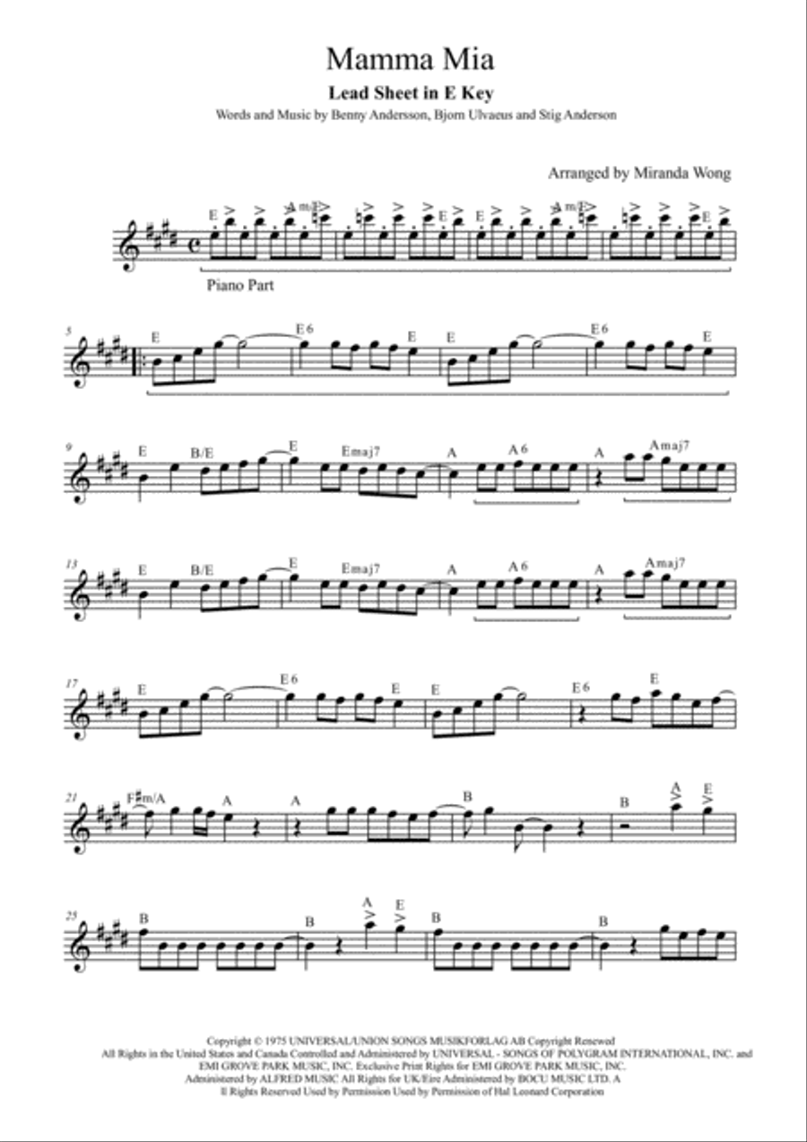 Mamma Mia Mamma Mia Piano Trio scores gallery preview page 3