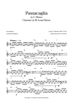 Book cover for Passacaglia - Easy Clarinet in Bb Lead Sheet in Cm Minor (Johan Halvorsen's Version)