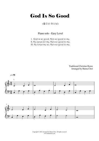 God Is So Good - Christian Hymn [for Piano Solo /Easy] image number null