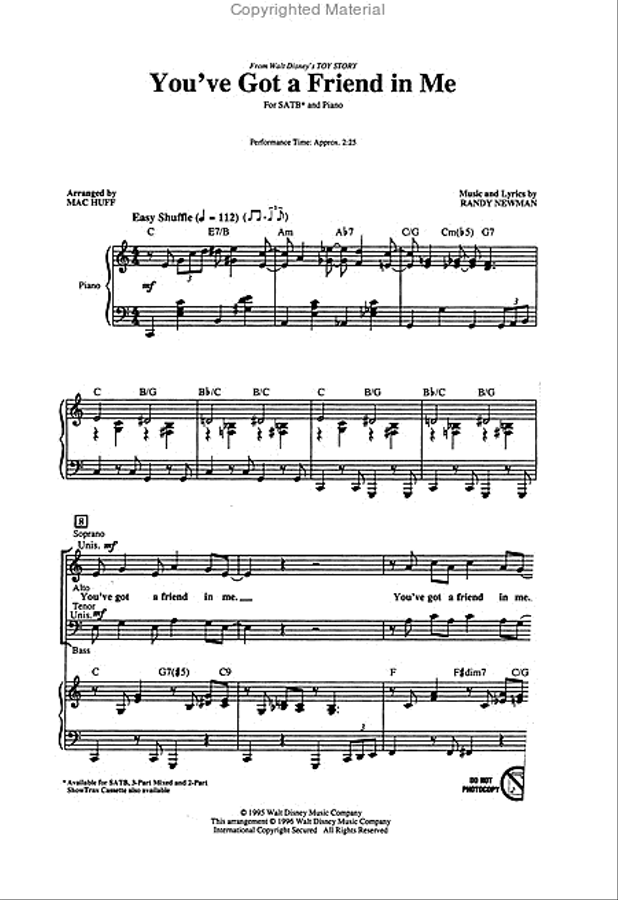 You've Got a Friend in Me 4-Part scores gallery preview page 2
