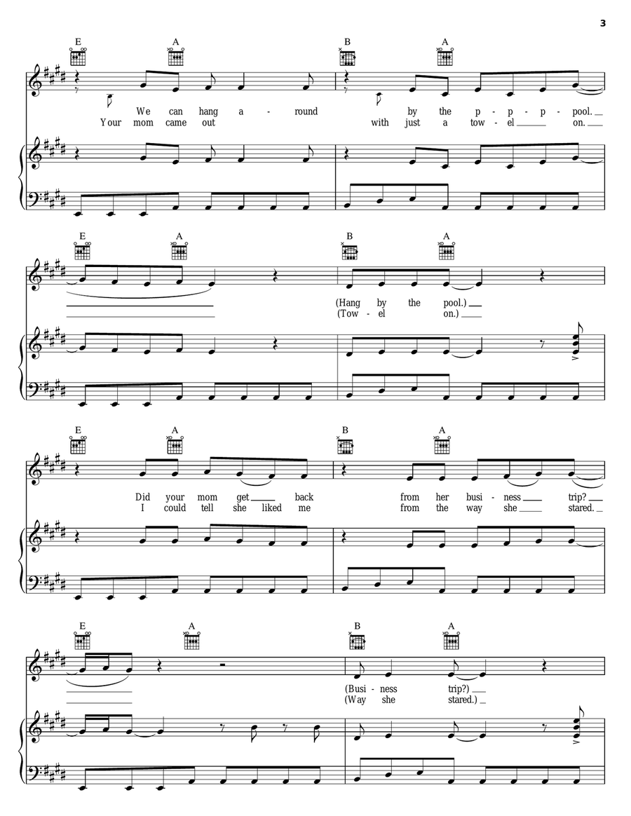 Stacy's Mom Piano, Vocal, Guitar scores gallery preview page 3