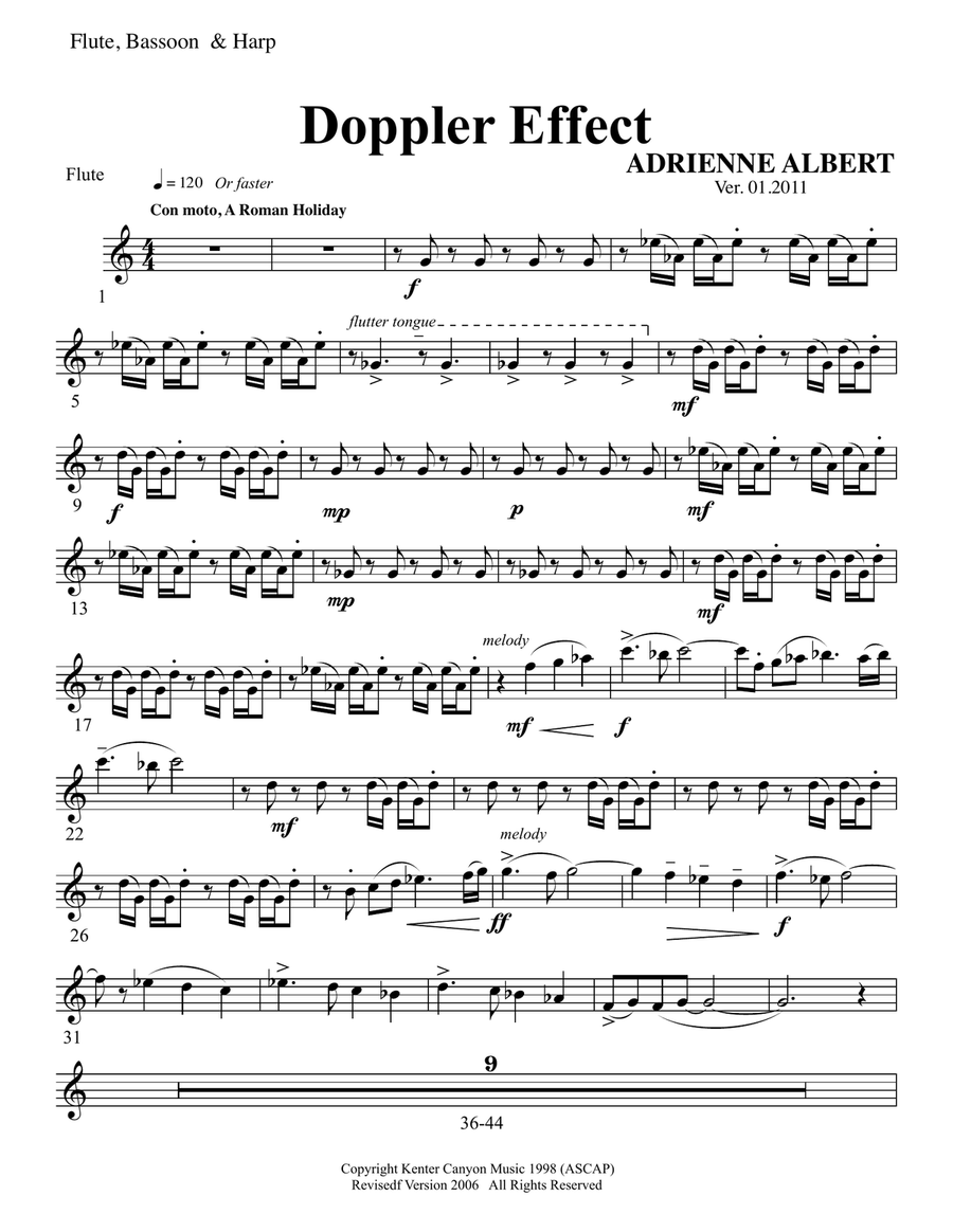 DOPPLER EFFECT for flute, bassoon, and harp Woodwind Trio scores gallery preview page 5