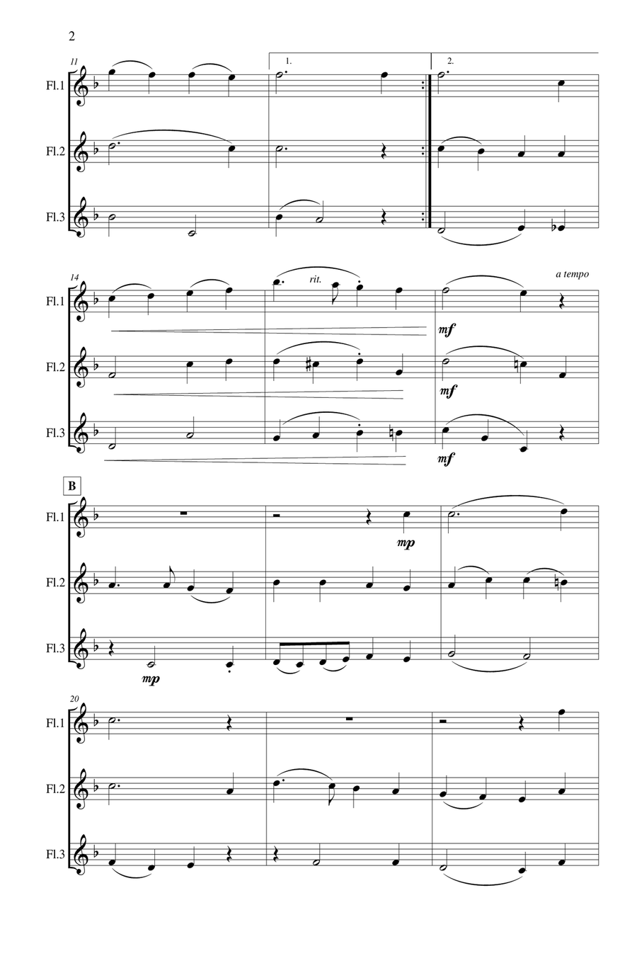 While Shepherds Watched Their Flocks By Night Flute Trio scores gallery preview page 3