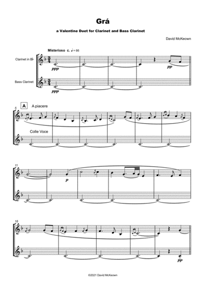 Grá, (Irish Gaelic for Love), Clarinet and Bass Clarinet Duet