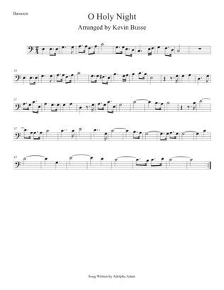 O Holy Night (Easy key of C) Bassoon