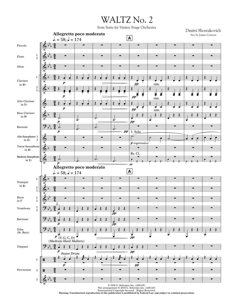 Waltz No. 2 (from Suite For Variety Stage Orchestra) - Full Score Score scores gallery preview page 1