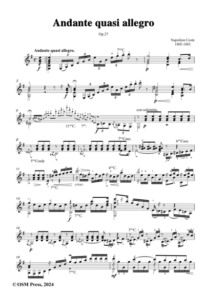 Coste-Andante quasi allegro,Op.27,for Guitar image number null