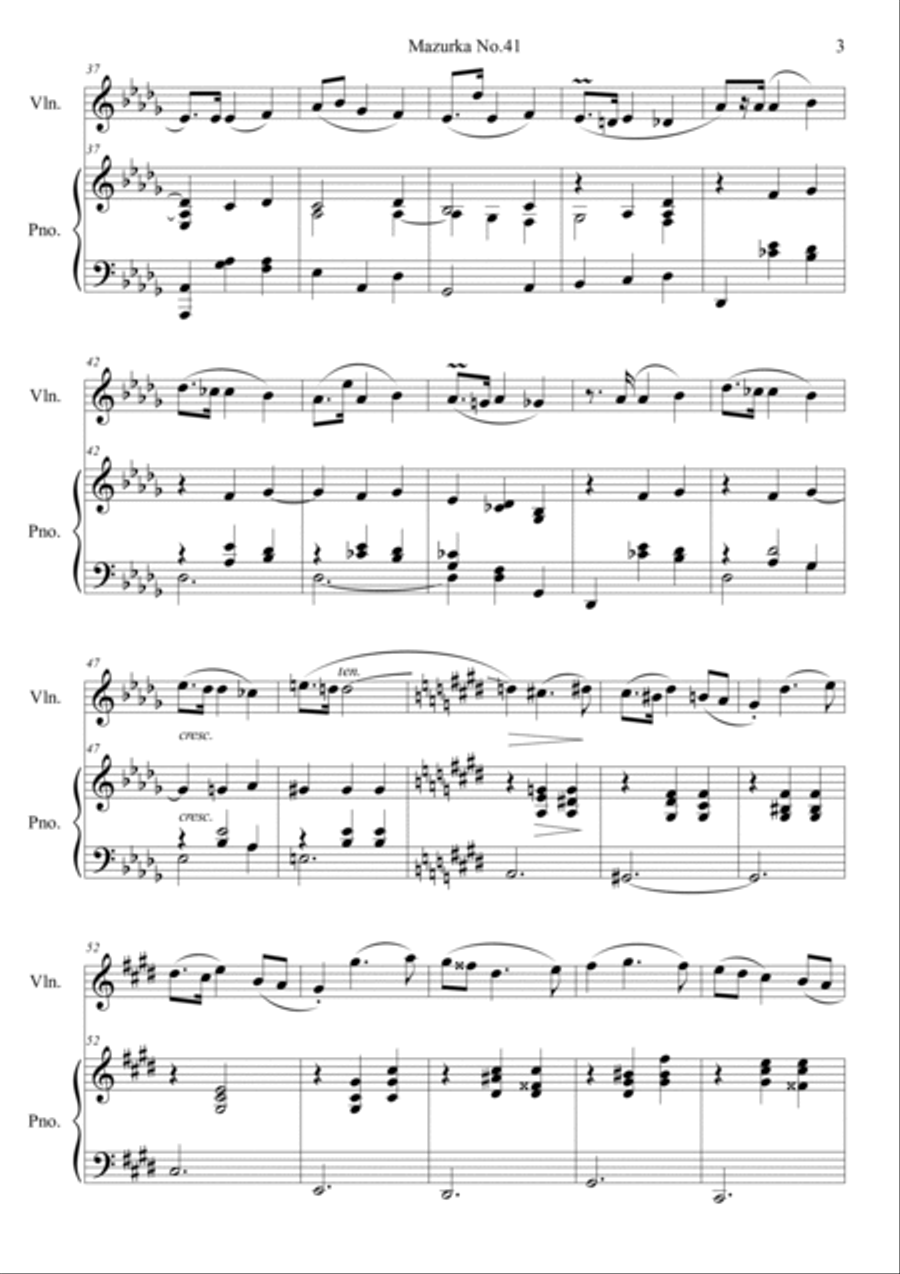 Mazurka No.41 Op. 63 No. 3 Violin Solo scores gallery preview page 3