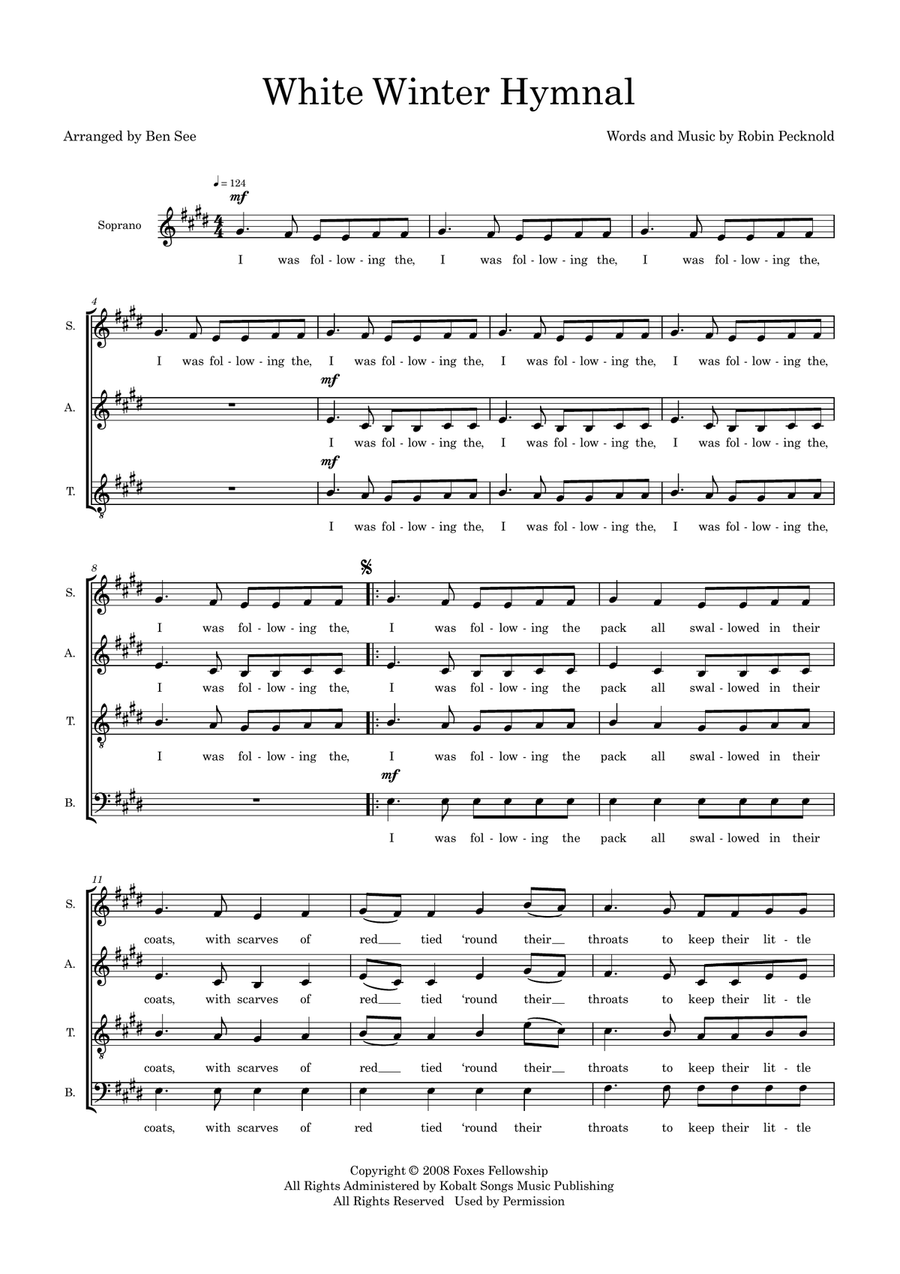 White Winter Hymnal (arr. Ben See) 4-Part scores gallery preview page 1