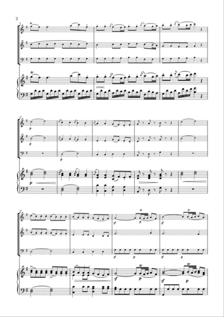 Eine Kleine Nachtmusik for Flute, Oboe, Cello and Piano Woodwind Quartet scores gallery preview page 2