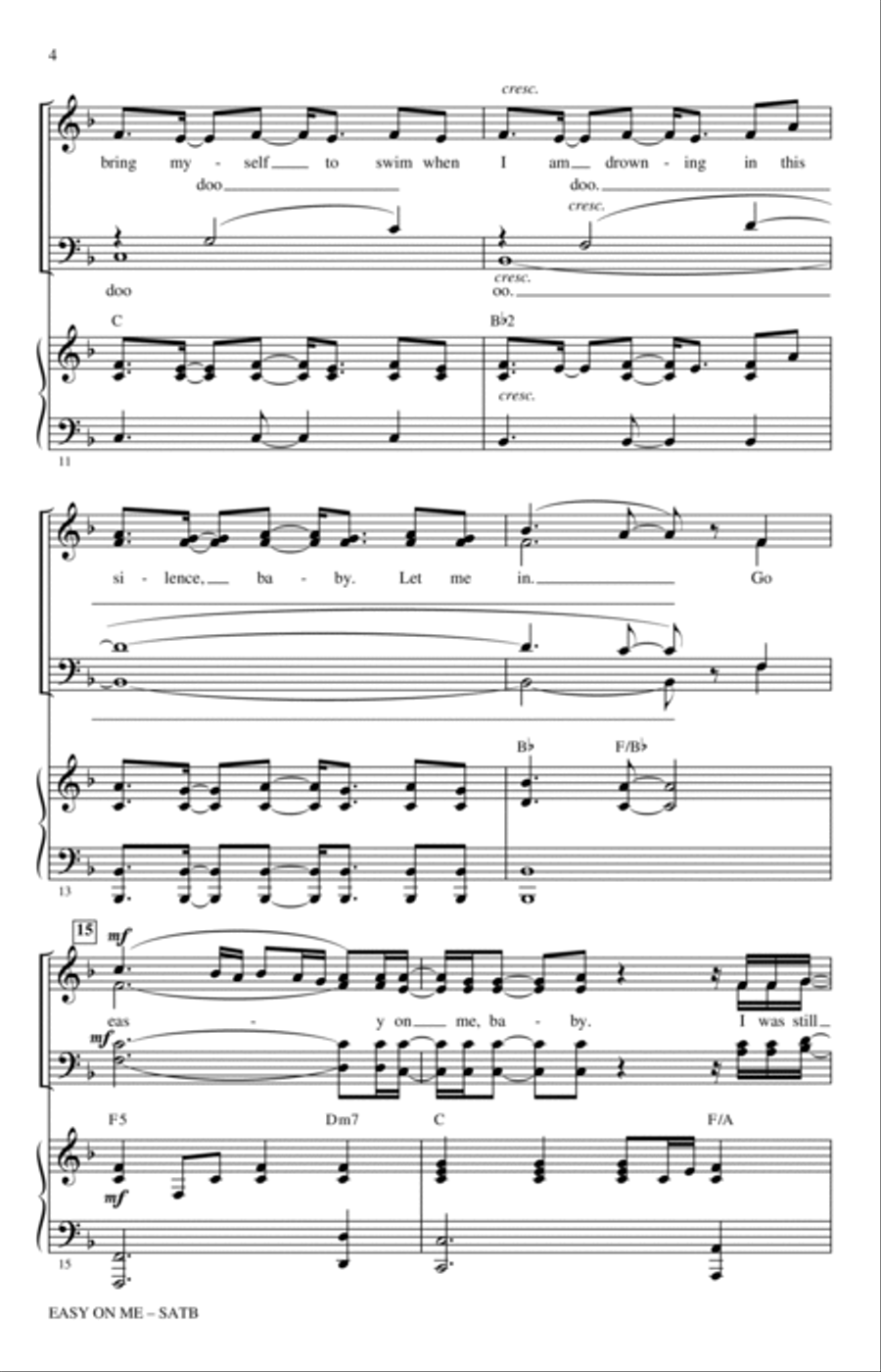 Easy On Me (arr. Mac Huff) 4-Part scores gallery preview page 3