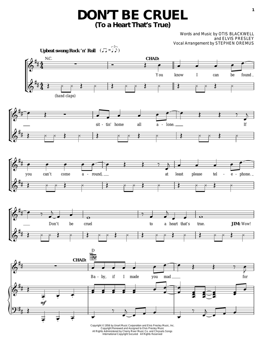Don't Be Cruel (To A Heart That's True) Acoustic Guitar scores gallery preview page 1