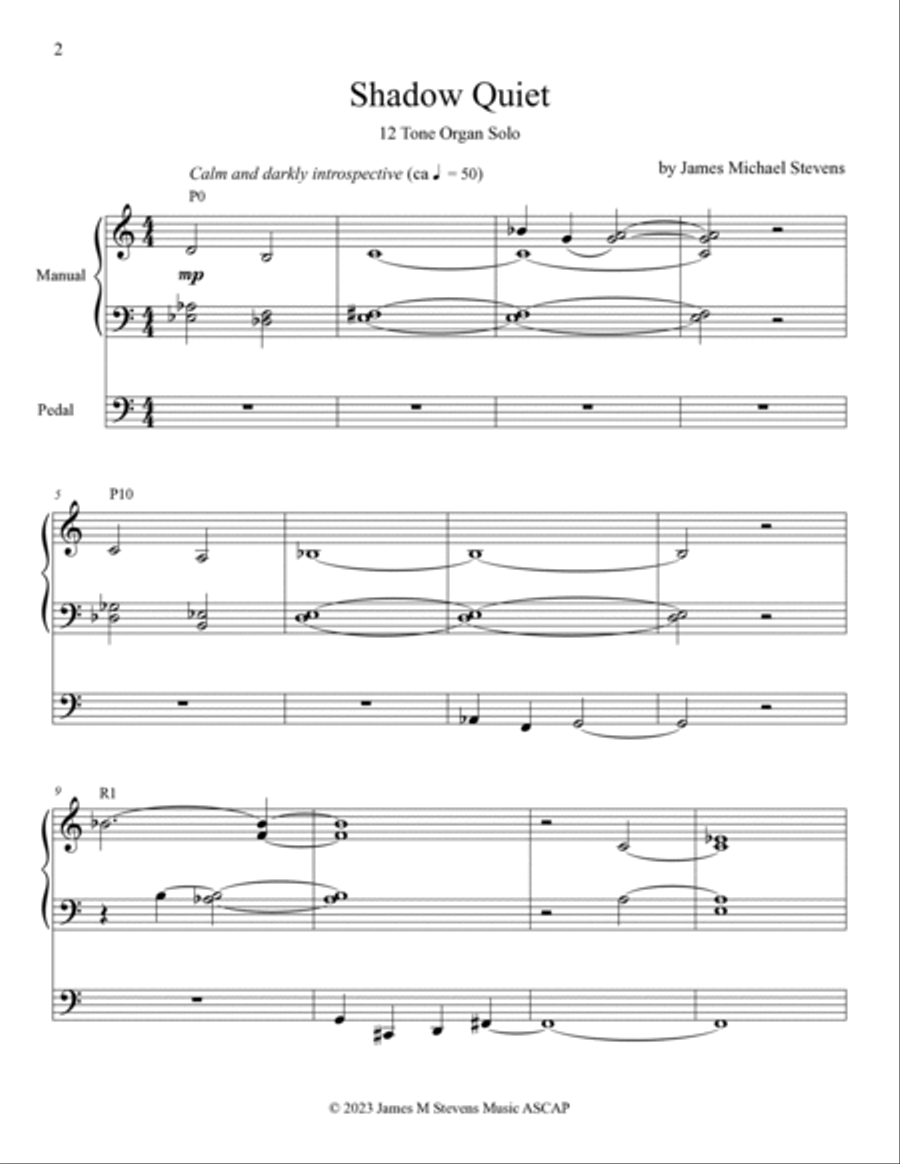 Shadow Quiet - 12 Tone Organ Solo Organ Solo scores gallery preview page 2