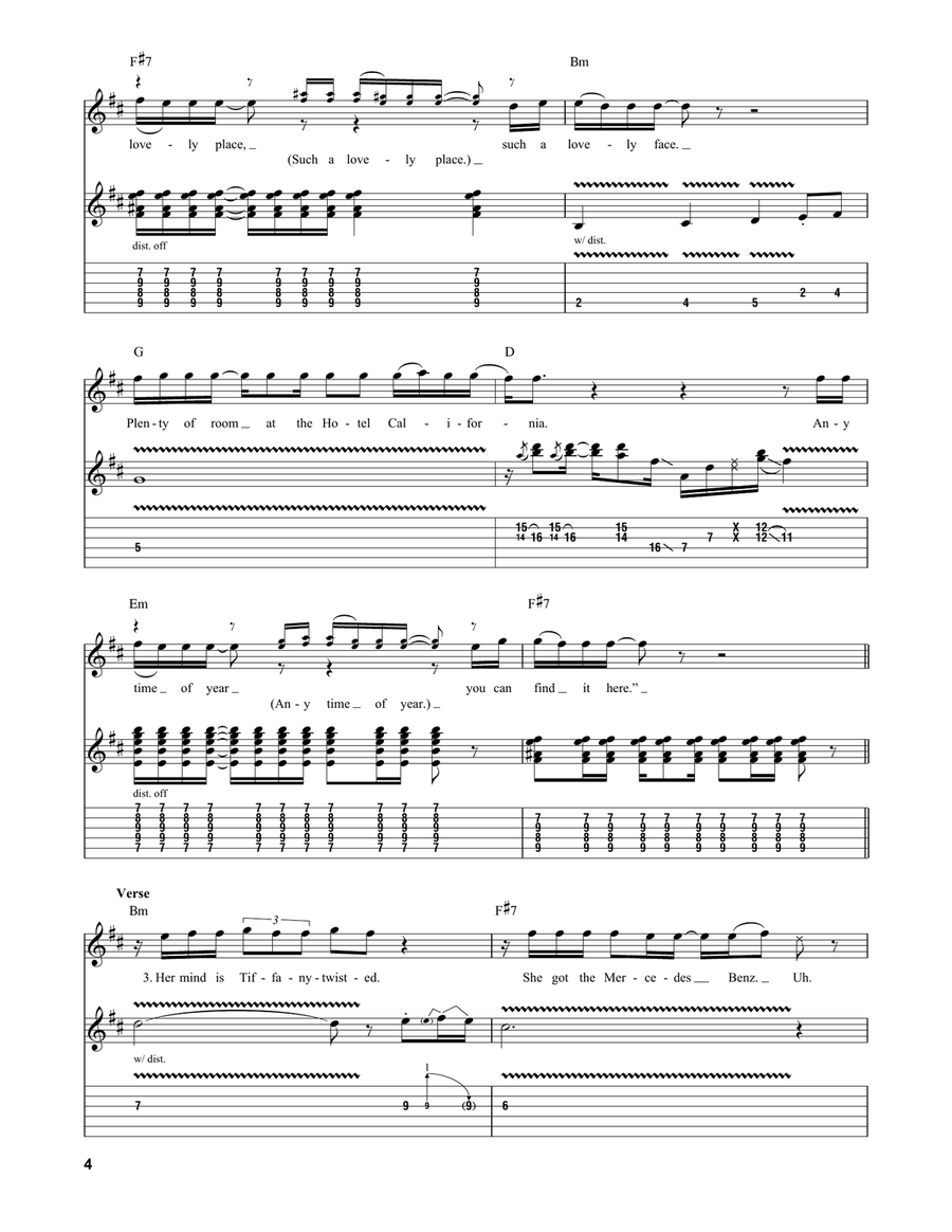Hotel California Acoustic Guitar scores gallery preview page 4