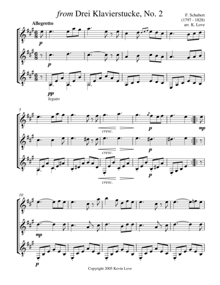 from Drei Klavierstucke, No. 2 (Guitar Trio) - Score and Parts image number null