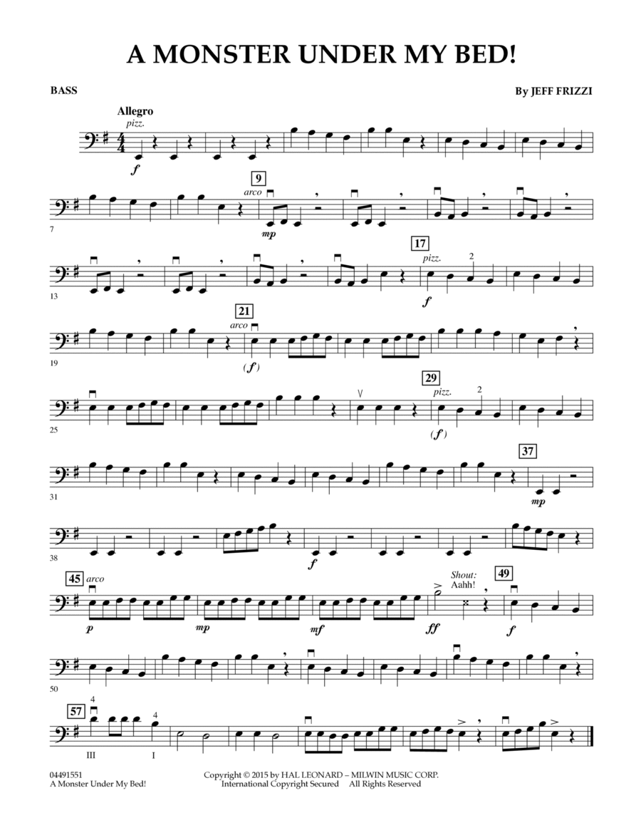 A Monster Under My Bed! - Bass Part scores gallery preview page 1