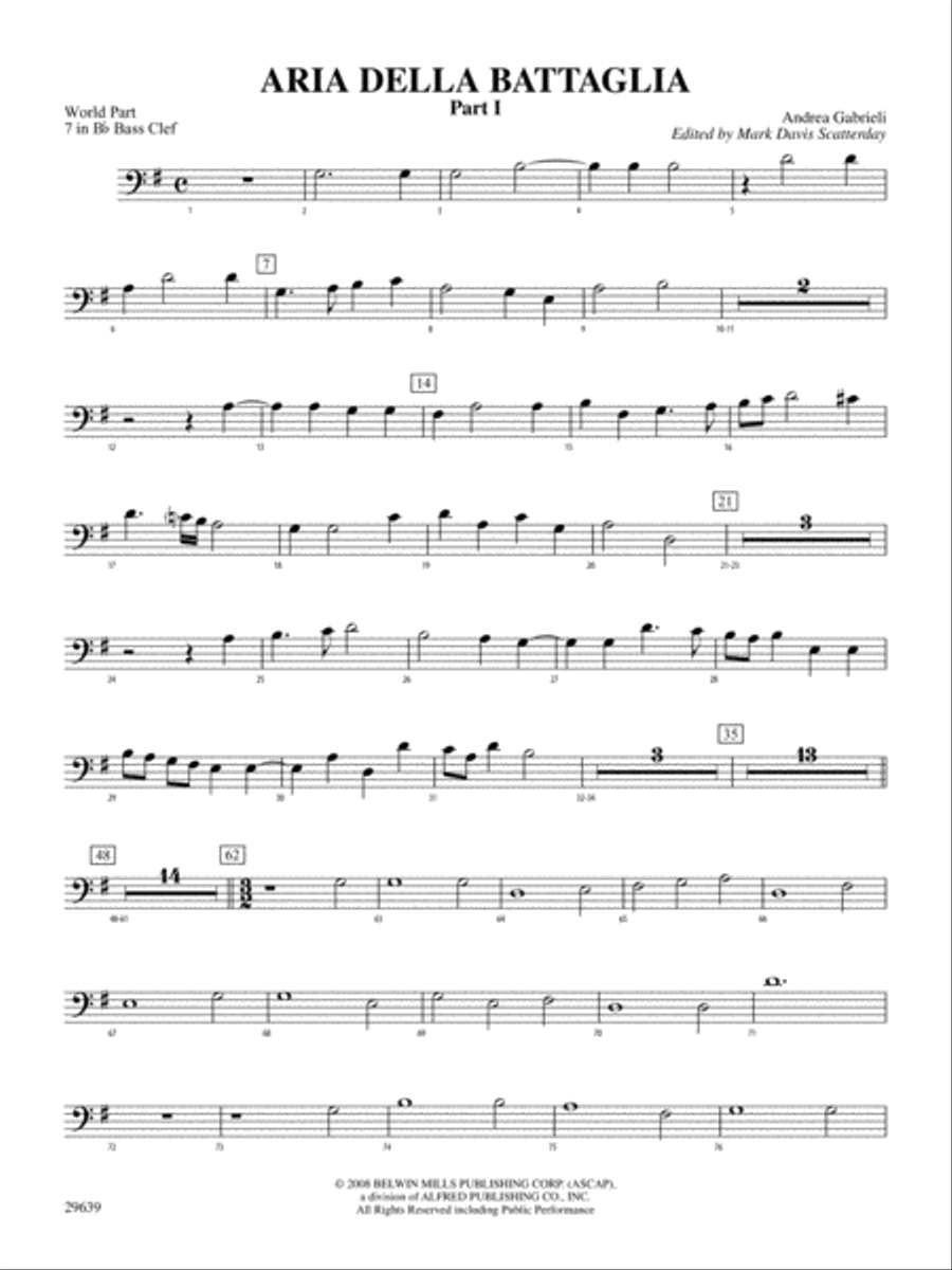 Aria Della Battaglia: (World Part) 7 in Bb Bass Clef Concert Band scores gallery preview page 1