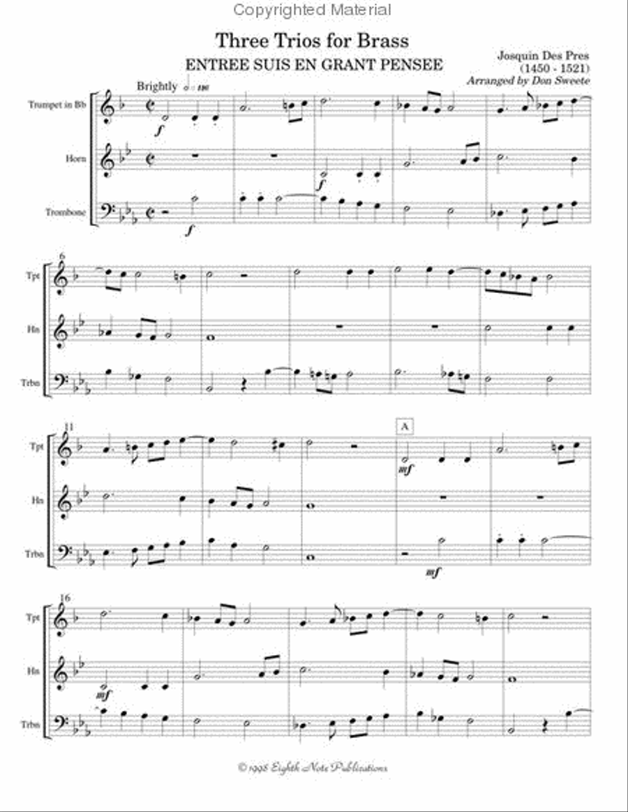 Three Trios for Brass Score and Parts scores gallery preview page 2